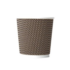4oz Disposable Triple Wall Cup Brown Check Cup x 25 Pack