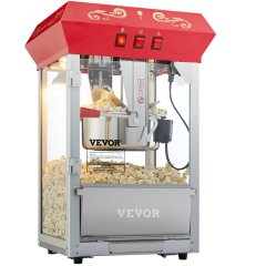 röd popcornmaskin 8 oz utan vagn med popcorn vevor