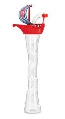 slushbägare 40 cl röd leksaksbåt lock blått vitt segel helix