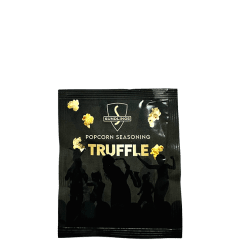 popcornkrydda tryffelsmak 15 gram svart pappersförpackning med bokstäver i guld sundlings