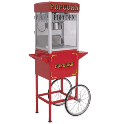 Classic-Popcorn-Maker-Top-Section-8-oz-JM-Posner-with-cart-med-vagn