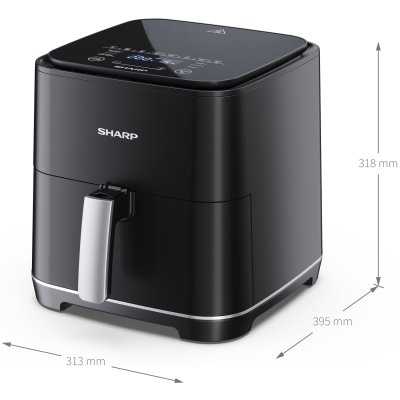 airfryer 5,5 liter svart sharp GS552AEB mått dimensioner