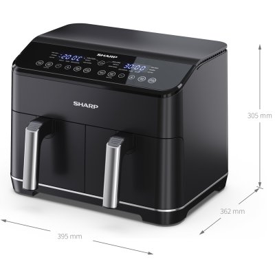 airfryer dubbel AF-GD82AE-B mått mm sharp