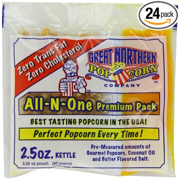 Allinonepopcornkits 2,5 oz x 24 st Great Northern Popcorn Company portionsförpackningar