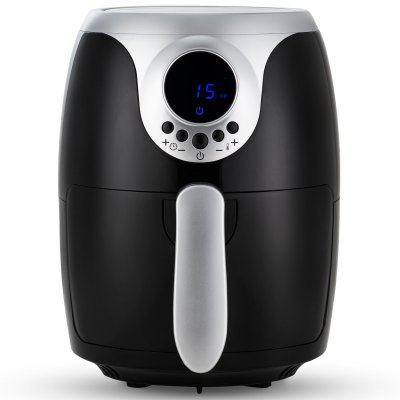 Air fryer mini svart och silver CHAF110 framsida med display och handtag
