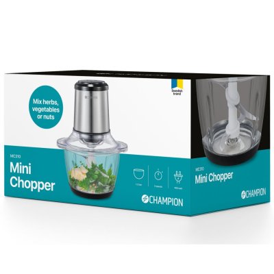 Mini Chopper 1,2L Glasskål. Champion CHMC310