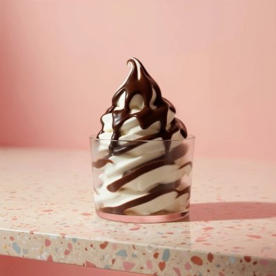 glass med kitkat kakaosås med våffelbitar