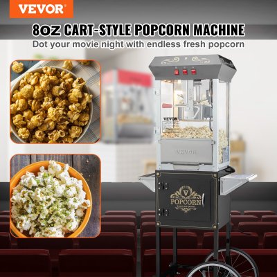 8oz cart style popcorn machine svart